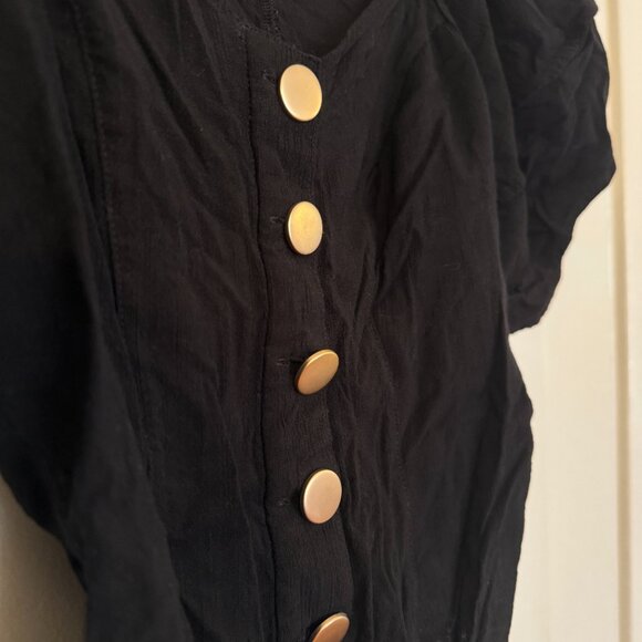 Intimately Free People "Not So Basic" Black Bodysuit w/ Puff Sleeves - M - Picture 6 of 7